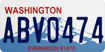 WA license plate ABV0474