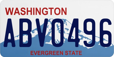 WA license plate ABV0496