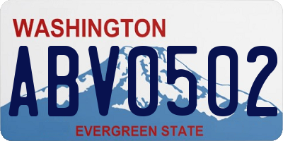 WA license plate ABV0502