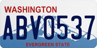 WA license plate ABV0537