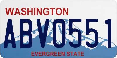 WA license plate ABV0551