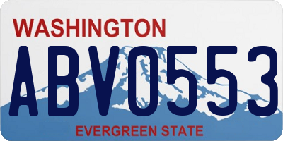 WA license plate ABV0553
