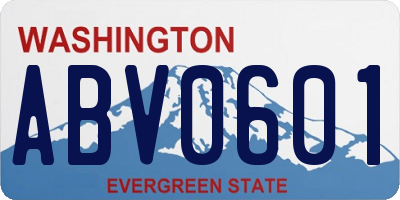 WA license plate ABV0601