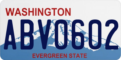 WA license plate ABV0602