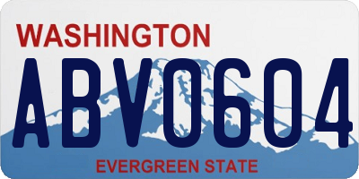 WA license plate ABV0604