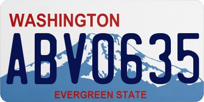 WA license plate ABV0635