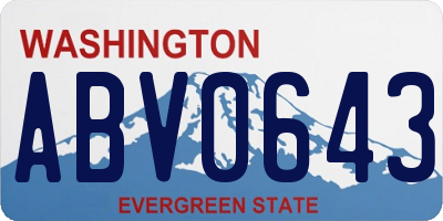 WA license plate ABV0643