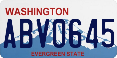WA license plate ABV0645