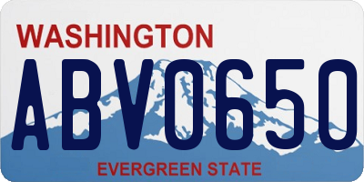 WA license plate ABV0650