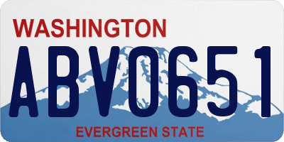 WA license plate ABV0651
