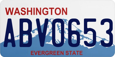 WA license plate ABV0653