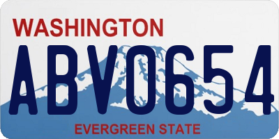 WA license plate ABV0654