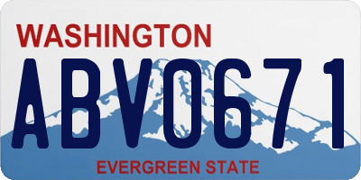 WA license plate ABV0671