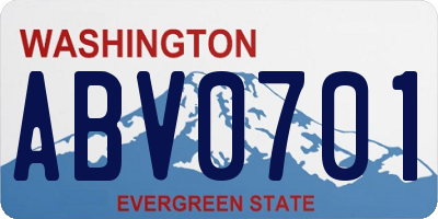 WA license plate ABV0701