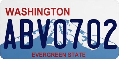 WA license plate ABV0702