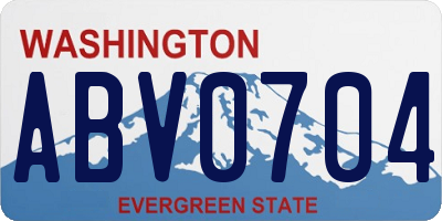 WA license plate ABV0704