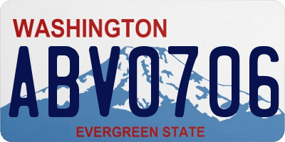 WA license plate ABV0706