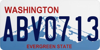 WA license plate ABV0713