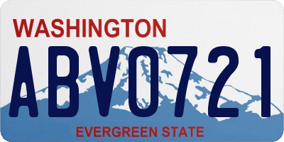 WA license plate ABV0721