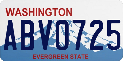 WA license plate ABV0725