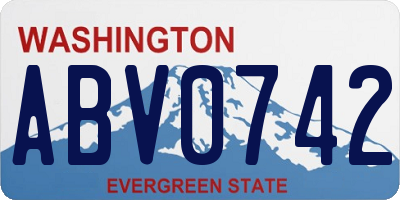 WA license plate ABV0742