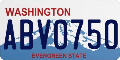 WA license plate ABV0750