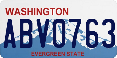 WA license plate ABV0763