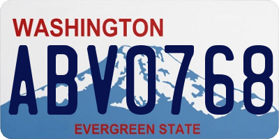 WA license plate ABV0768