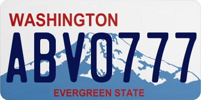 WA license plate ABV0777