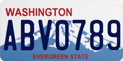 WA license plate ABV0789