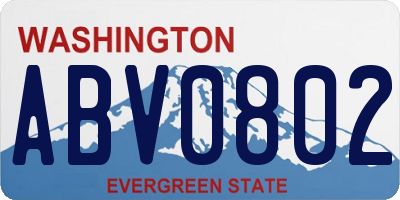 WA license plate ABV0802