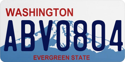 WA license plate ABV0804