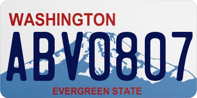 WA license plate ABV0807