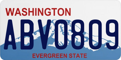 WA license plate ABV0809