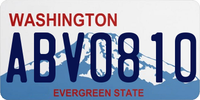 WA license plate ABV0810