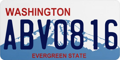 WA license plate ABV0816