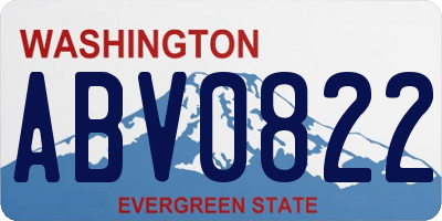 WA license plate ABV0822