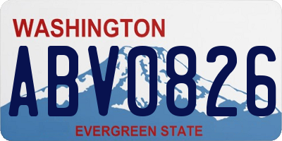 WA license plate ABV0826