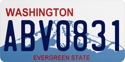 WA license plate ABV0831