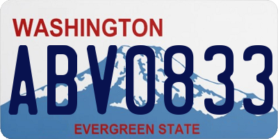 WA license plate ABV0833