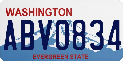 WA license plate ABV0834