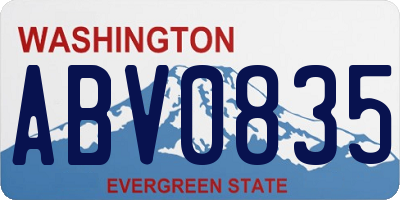 WA license plate ABV0835