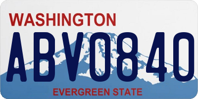 WA license plate ABV0840