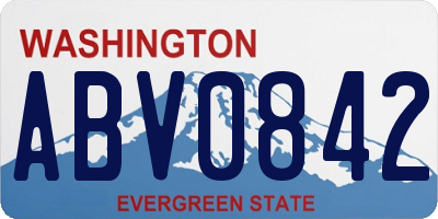 WA license plate ABV0842