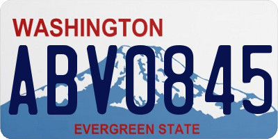WA license plate ABV0845
