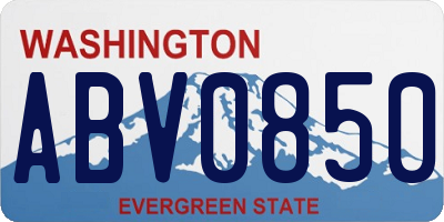 WA license plate ABV0850