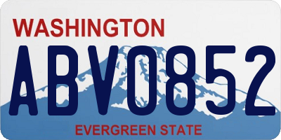WA license plate ABV0852