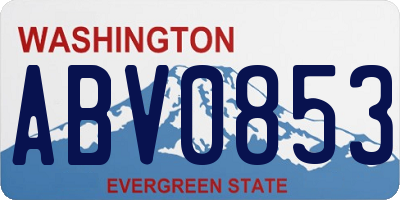 WA license plate ABV0853