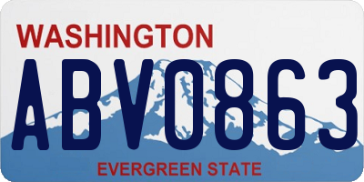 WA license plate ABV0863
