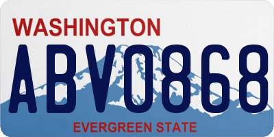 WA license plate ABV0868
